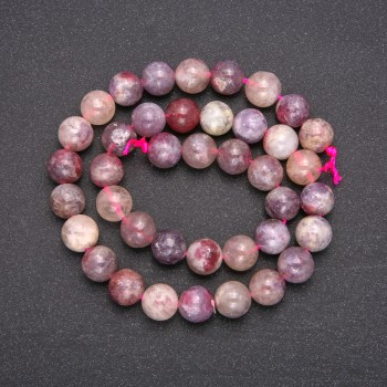 Pink Tourmaline natural stone beads — Smooth round beads, diameter about 10 mm, length 38 cm