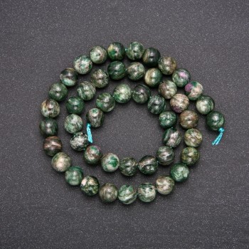 Natural green Lepidolite beads, smooth round beads, diameter 8(±)mm, length 38 cm+