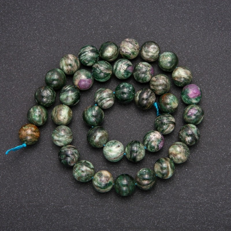 Natural Lepidolite stone beads - smooth round beads, diameter 10(±)mm, length 38 cm+