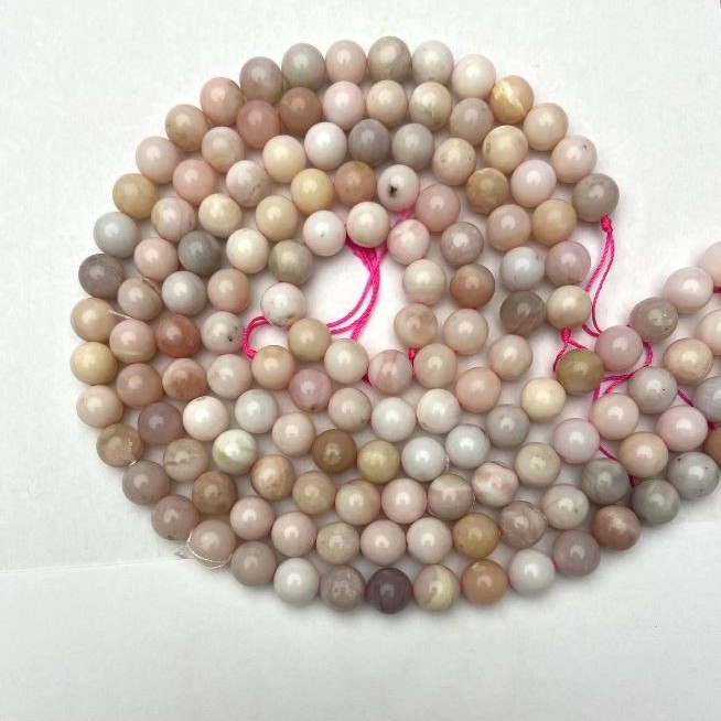 Natural Stone Beads Pink Opal, Smooth Round Bead, 10 mm Diameter, 38 cm Length