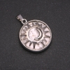 Pendant made of natural Kaholong stone in a 'Sun' bezel, diameter 27 mm