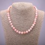 Natural stone necklace with pink opal, smooth beads, diameter 8(±)mm, length 45 cm