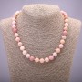 Natural Stone Necklace Pink Opal, Smooth Beads, Diameter About 10 mm, Length 45 cm