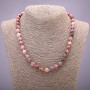 Rhodochrosite natural stone necklace with smooth beads, diameter 8(±)mm, length 45cm
