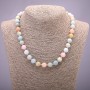 Morganite natural gemstone necklace with smooth beads, 10(±)mm diameter, 45 cm long