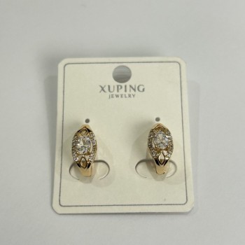 Discount! Xuping Earrings with White Stones 7x15 mm 18K Gold Plating