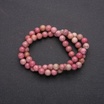 Rhodochrosite beads, smooth 6 mm diameter, cord length 38 cm+