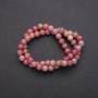 Rhodochrosite beads, smooth 6 mm diameter, cord length 38 cm+