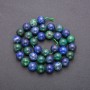 Azurite natural stone beads, smooth round beads, 10 mm diameter (±), strand length 38 cm (±)