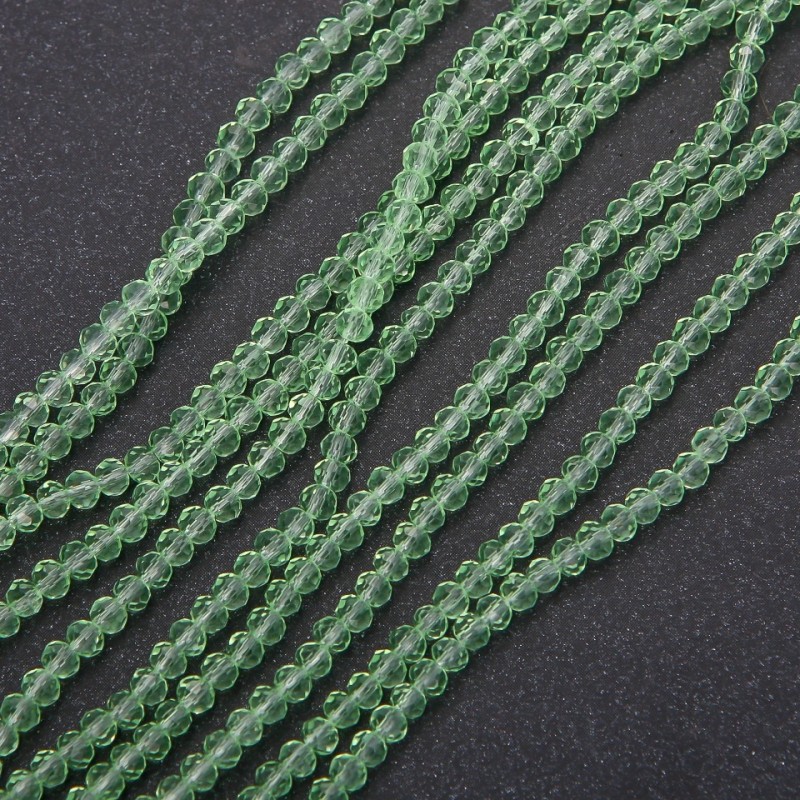 Beads Czech Crystal transparent chartreuse "Rondelle", diameter 3.5x3mm, string length 38 cm