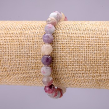 Bracelet made of natural pink tourmaline — smooth beads, 8 mm diameter, on elastic, 18 cm length