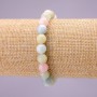Morganite natural stone bracelet, smooth beads, 8 mm diameter (±), stretch, length 18 cm