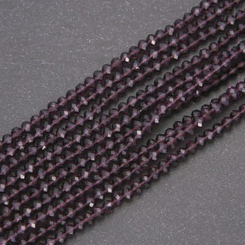 Beads Czech Crystal Transparent Plum Rondelle, diameter 3.5×3 mm, thread, length 38 cm