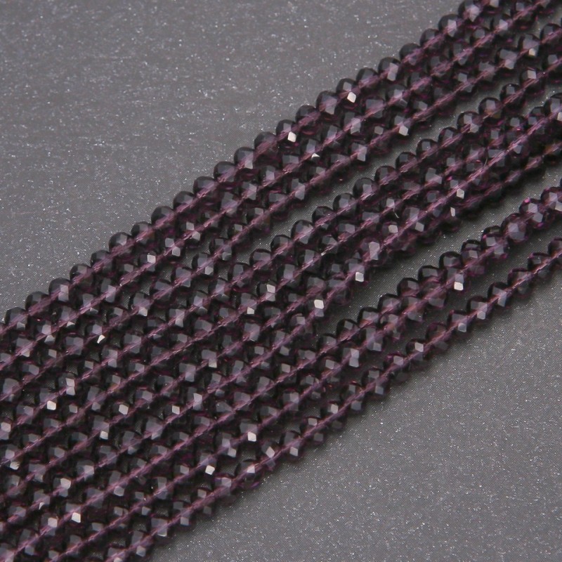 Beads Czech Crystal Transparent Plum Rondelle, diameter 3.5×3 mm, thread, length 38 cm