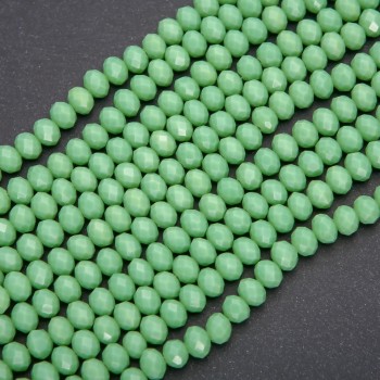 Matte Green Czech Crystal Rondelle Beads, Diameter 8x6 mm, Strand Length 38 cm