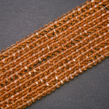 Beads Czech crystal transparent amber 'rondelle', diameter 6x4.5 mm, strand length 38 cm