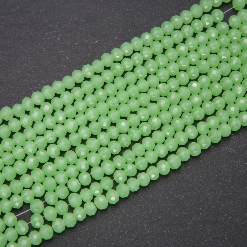 Czech Crystal Beads, Semi-Matte Green Rondelle, 6×4.5 mm Diameter, 38 cm Strand