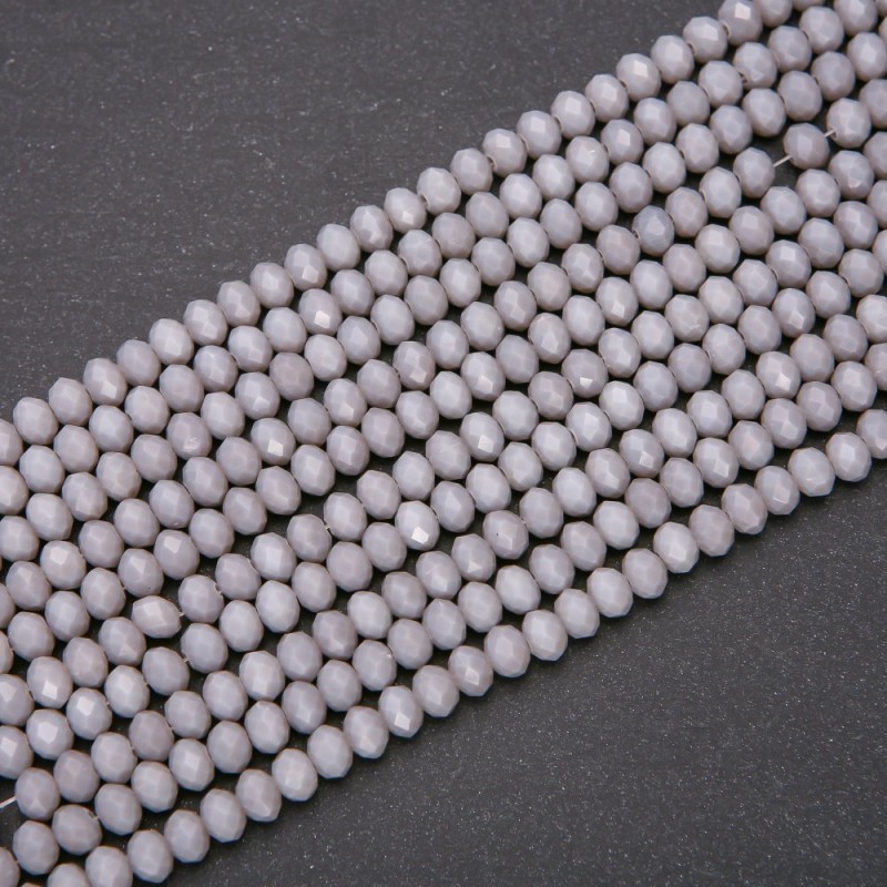Matte Gray Czech Crystal Rondelle Beads, 6x4.5 mm, thread length 38 cm
