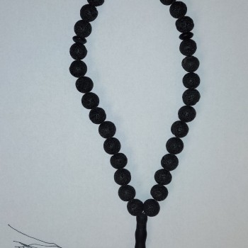 Lava Beads with Shungite Inlays, 33 Beads, 12mm Diameter+