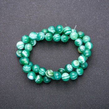 Agate beads on thread, smooth round beads, 8 mm diameter, 38 cm length