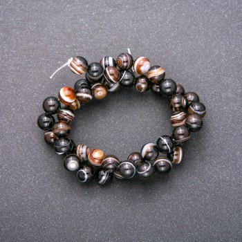 Agate Beads on Thread, Smooth Round Beads, 8 mm Diameter, 38 cm Length