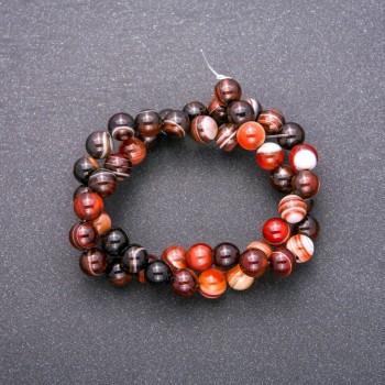 Agate smooth round beads on thread, 8 mm diameter (+/-), length 38 cm