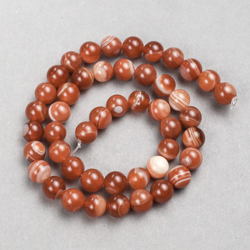 Beads on a thread Orange Agate smooth bead, diameter 8mm + -, length 38cm +