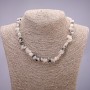 Bead Necklace of Natural Rutilated Quartz Chips, 7±mm diameter, 45–50 cm length with extender chain