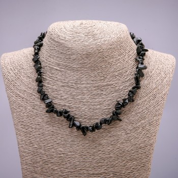 Natural Agate Stone Chip Necklace, 7 mm (±) diameter, 45 cm (±) length with extender chain