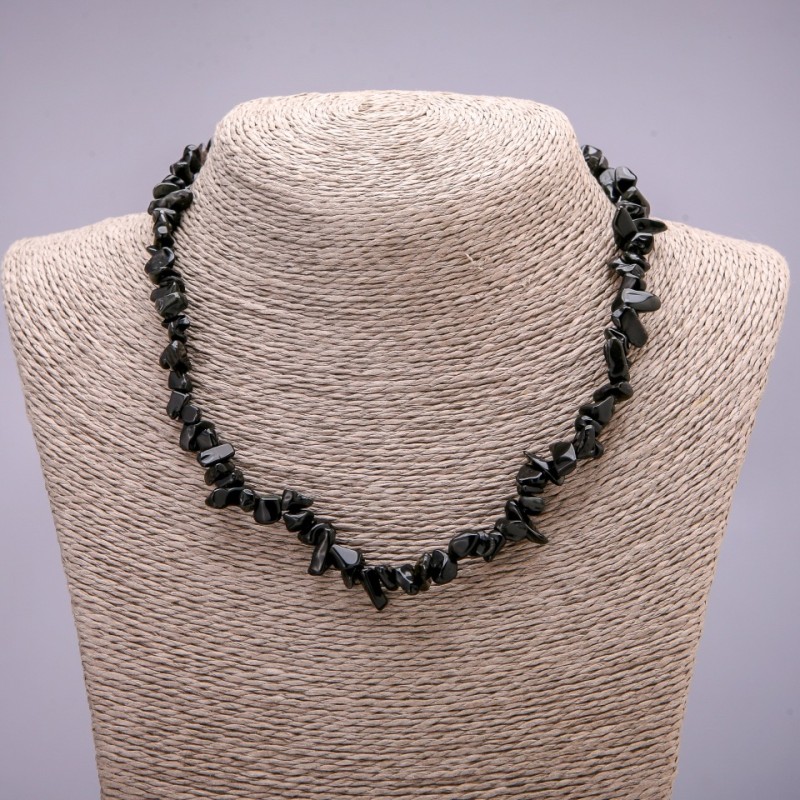Natural Agate Stone Chip Necklace, 7 mm (±) diameter, 45 cm (±) length with extender chain
