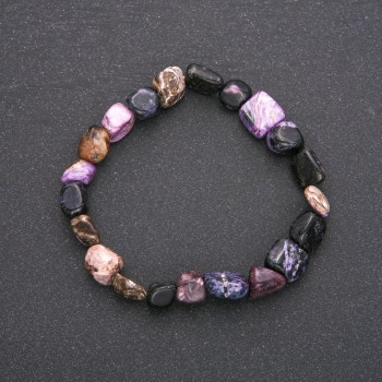 Hammered Charoite Bracelet, 8 mm diameter (±), length 18 cm