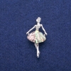Sale! Brooch 'Ballerina' with Halioitis Pearl and Crystals, 23x44 mm, Silver Metal