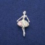 Sale! Brooch 'Ballerina' with Halioitis Pearl and Crystals, 23x44 mm, Silver Metal