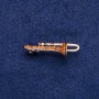 Discount! Trumpet Brooch with Yellow Rhinestones 15x41mm, Gold-tone Metal