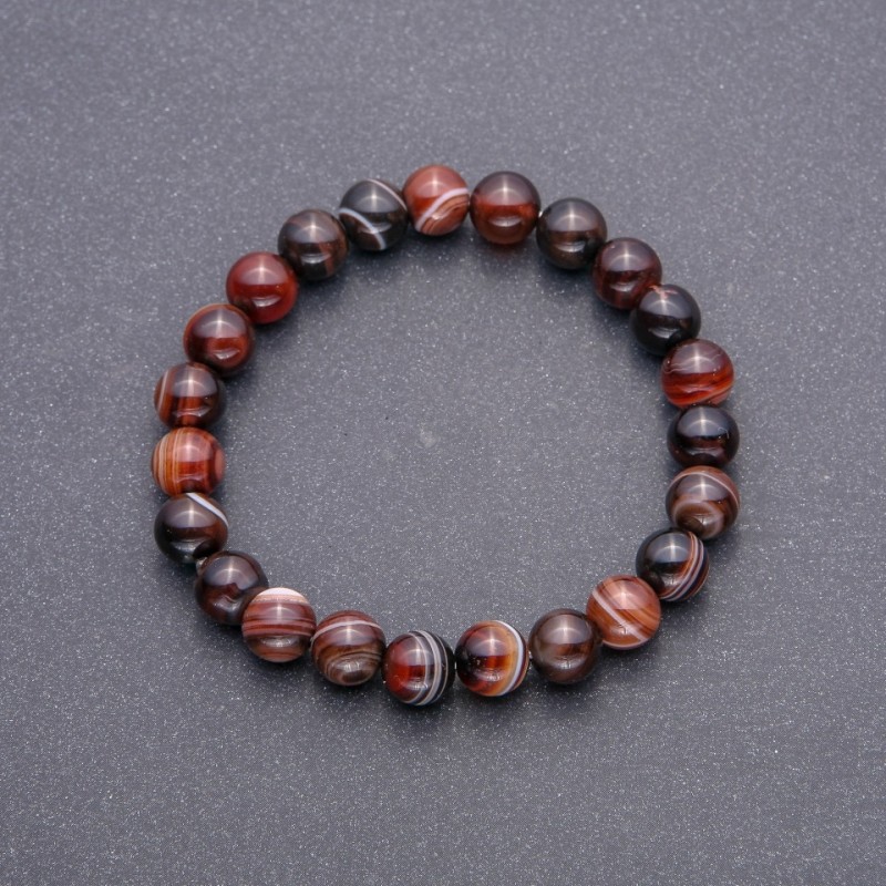 Agate bracelet with smooth beads, 8 mm diameter, on elastic