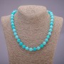 Aquamarine Stone Necklace with Smooth Bead, Diameter 10 mm (±), Length 45 cm