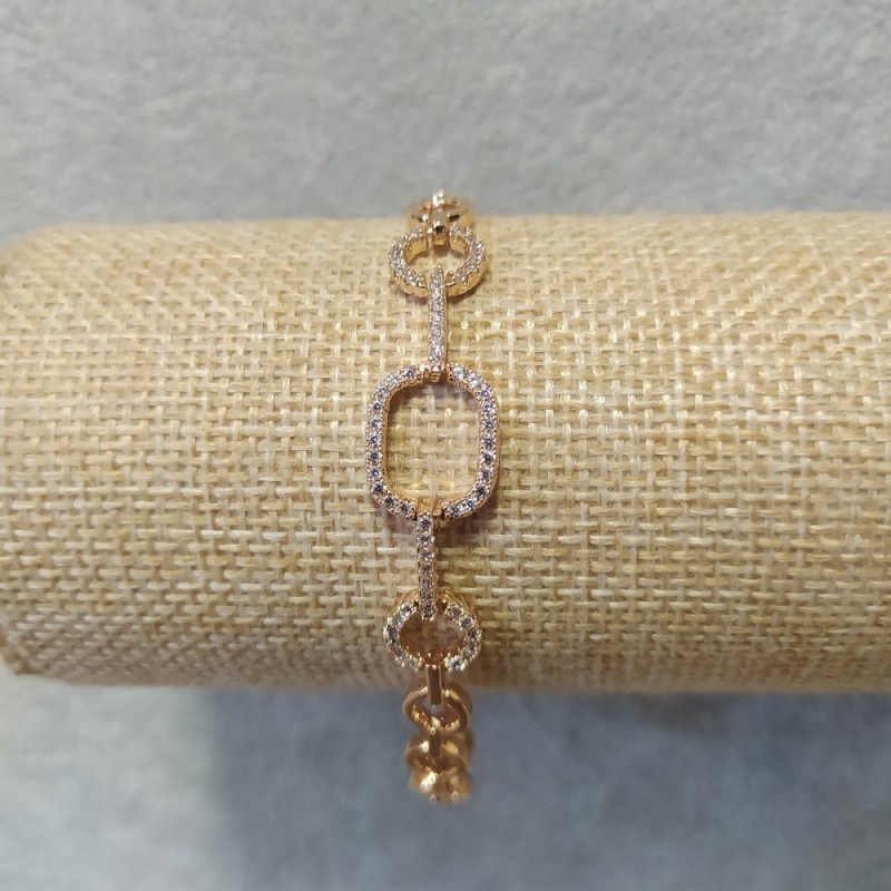 Xuping Bracelet with White Stones, 11mm Thick, 17–19 cm Length, 18K Gold Plating with an Additional Extension Chain