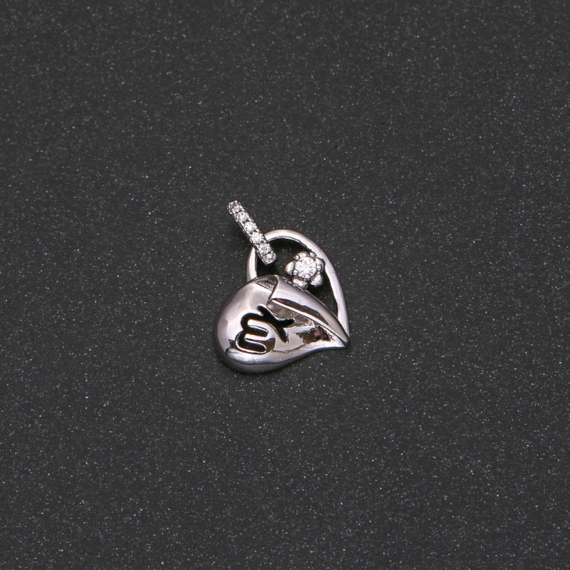 Xuping Rhodium Heart Pendant with White Stones