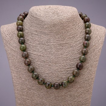 Dragon's Blood Jasper Necklace with Smooth Beads, 12 mm Diameter, 48 cm Length
