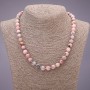 Pink Opal Natural Stone Necklace with Smooth Beads, 8 mm Diameter, 45 cm Length