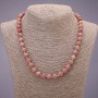 Rhodochrosite natural stone necklace with smooth beads, diameter 8(±)mm, length 45 cm