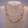 Rhodochrosite natural stone necklace with smooth beads, diameter 10(±)mm, length 48 cm