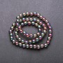 Hematite beads strand with iridescent coating "Gasoline" smooth round beads, 8 mm diameter, 38 cm length