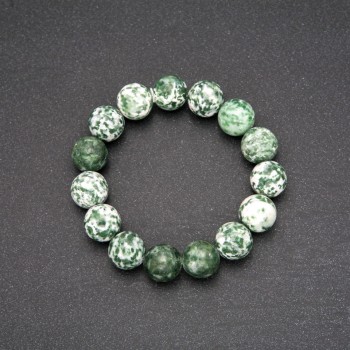 Moss Agate Bracelet with smooth beads, diameter 12 mm, circumference 18 cm on elastic