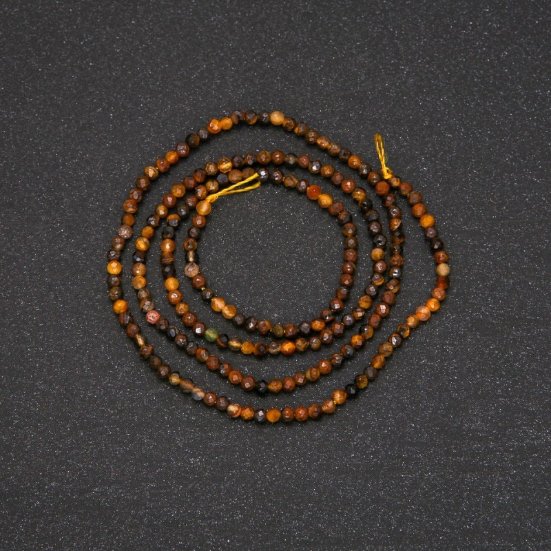 Beads on a Thread Tiger's Eye Faceted Round Bead, 2 mm diameter, 38 cm length