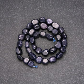 Natural Aventurine Beads 'Blue Sand' Night of Cairo, Faceted, 8x10 mm, Length 38 cm