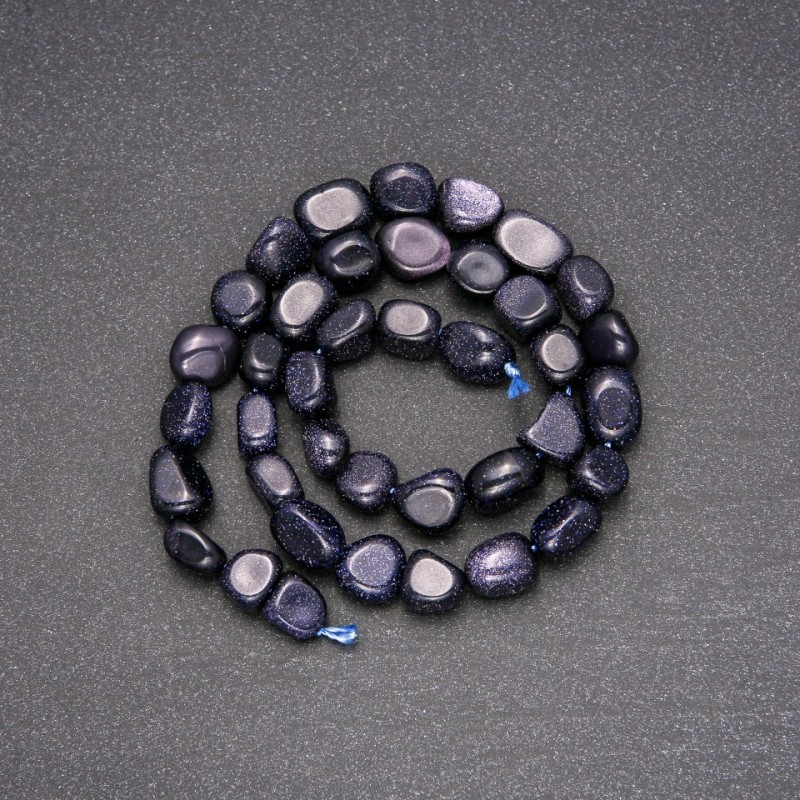 Natural Aventurine Beads 'Blue Sand' Night of Cairo, Faceted, 8x10 mm, Length 38 cm
