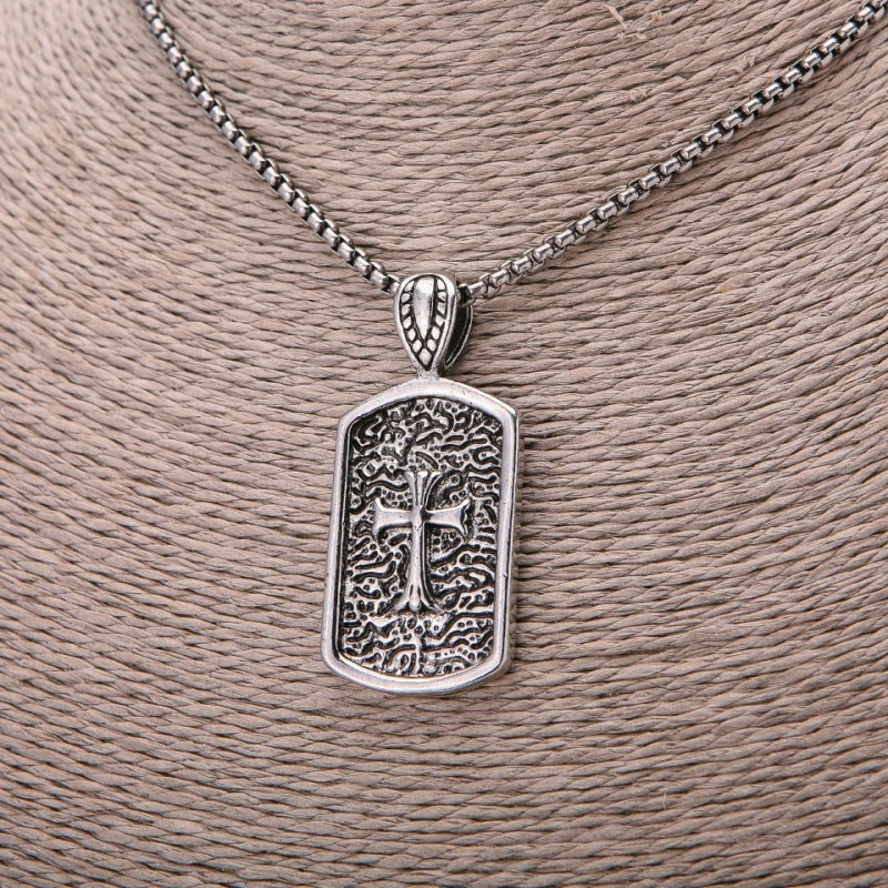 Pendant Cross 23×51 mm on a chain, chain length 65 cm, Silver