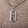 Pendant 'Blade' 25x49 mm on chain, 65 cm length, silver color