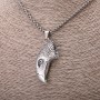 Eagle Head Pendant 25x54 mm on chain, 65 cm length, silver-colored metal